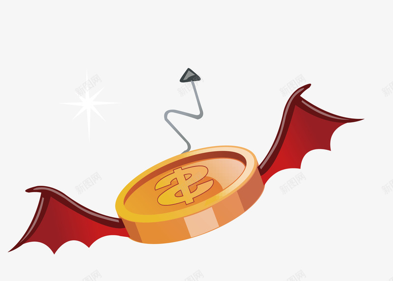 长着翅膀的钱币png免抠素材_新图网 https://ixintu.com 奖品 店庆 活动 翅膀 金钱 钱币