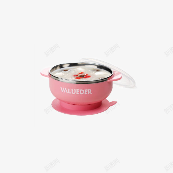 VALUEDER婴幼儿童餐具粉红色png免抠素材_新图网 https://ixintu.com 产品实物 吸盘碗 宝宝碗