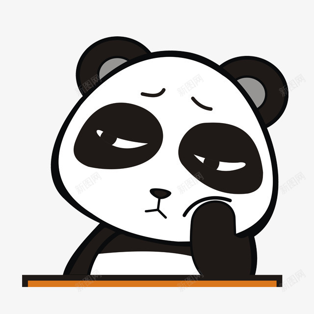 卡通小熊猫图标png_新图网 https://ixintu.com 动物 可爱卡通 国宝 小熊猫 黑白