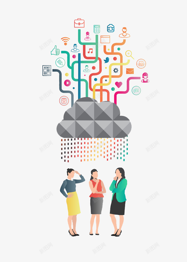 手绘云彩下的商务女人图png免抠素材_新图网 https://ixintu.com 云彩 创意的 卡通 商务 女人 女性 插图 标志 讨论