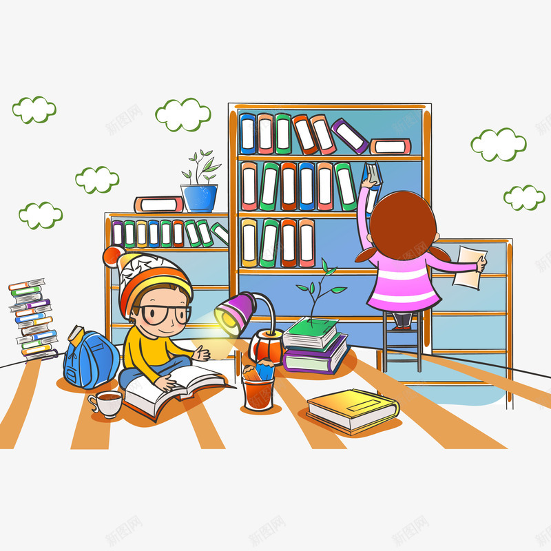 卡通学习儿童插画png免抠素材_新图网 https://ixintu.com 卡通学习儿童插画 卡通学习儿童插画免费png下载 卡通室内学习儿童矢量素材 学习儿童插画