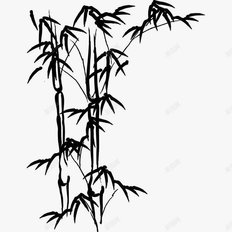 水墨竹子png免抠素材_新图网 https://ixintu.com 水墨 竹叶 竹子 黑白