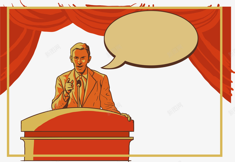 复古演讲png免抠素材_新图网 https://ixintu.com 商务 帷幕 新闻发布会 欧美 红色