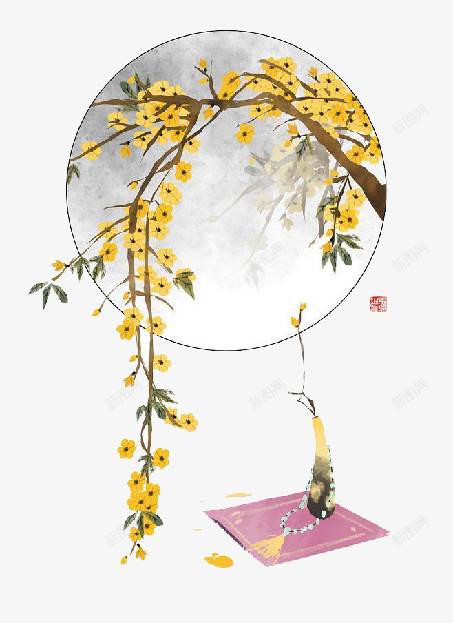 水彩鲜花png免抠素材_新图网 https://ixintu.com 卡通 手绘 水彩 秋天 装饰 鲜花 黄色