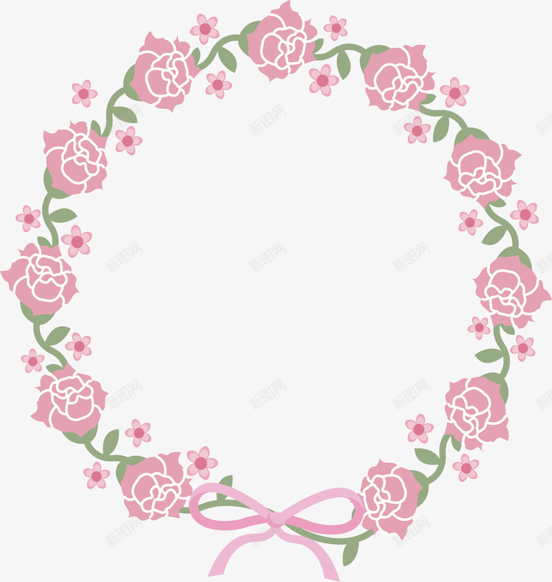 粉红色玫瑰情人节花环png免抠素材_新图网 https://ixintu.com 情人节花环 玫瑰花环 矢量png 粉玫瑰 粉红花环 花环
