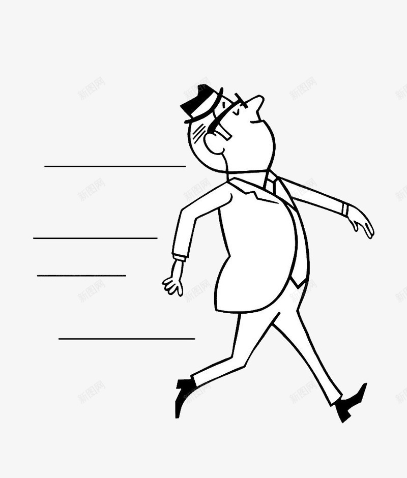 黑白简笔戴礼帽的商务人物走路png免抠素材_新图网 https://ixintu.com 人物简化 卡通人物 卡通人物走路 商务人物 戴礼帽 简笔 走路 黑白