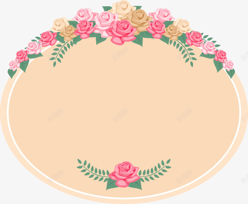 玫瑰花椭圆标题框png免抠素材_新图网 https://ixintu.com 标题框 椭圆 玫瑰花 边框