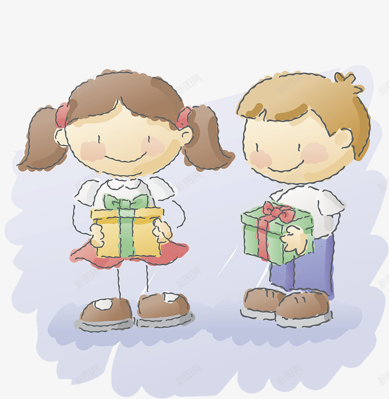 人物插图交换礼物的小孩png免抠素材_新图网 https://ixintu.com 丝带 交换礼物 人物插图 卡通 可爱 小孩 物品互换 物品交换 礼物