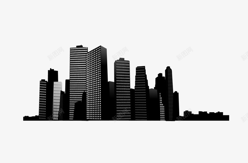 黑白建筑物png免抠素材_新图网 https://ixintu.com 建筑物 房子 高楼 黑白剪影