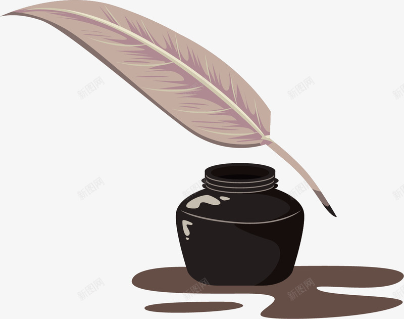 黑色书写墨水羽毛笔png免抠素材_新图网 https://ixintu.com 书写 书写羽毛笔 卡通风格 墨水笔 笔 精致的羽毛笔 黑色