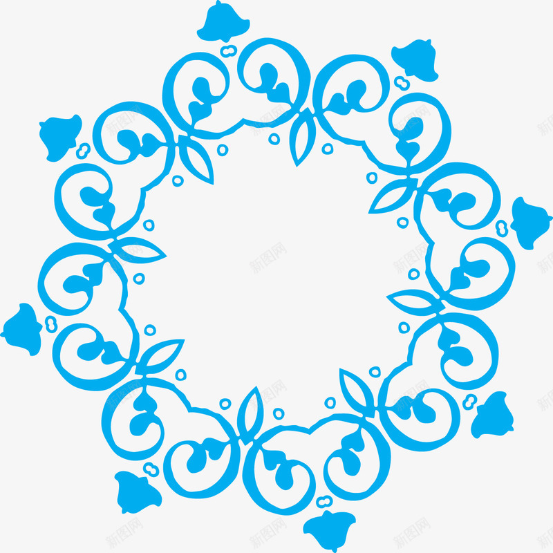 蓝色卡通花纹花环png免抠素材_新图网 https://ixintu.com 卡通 花环 花纹 蓝色