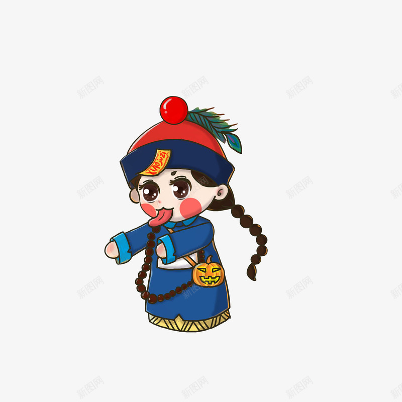 卡通万圣节僵尸装扮png免抠素材_新图网 https://ixintu.com 万圣节 僵尸装扮 卡通手绘 清朝僵尸 面具化妆