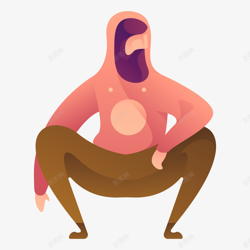 卡通夸张蹲着的男子人物插画png免抠素材_新图网 https://ixintu.com 人物 人物形象 夸张风格 插画 职业插画 蹲着的男子