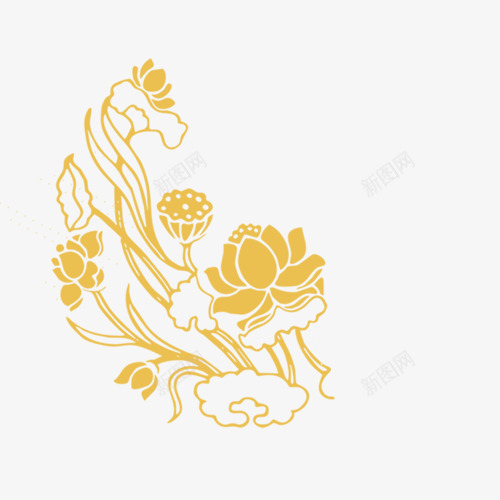 花纹psd免抠素材_新图网 https://ixintu.com 花朵 花纹 荷花