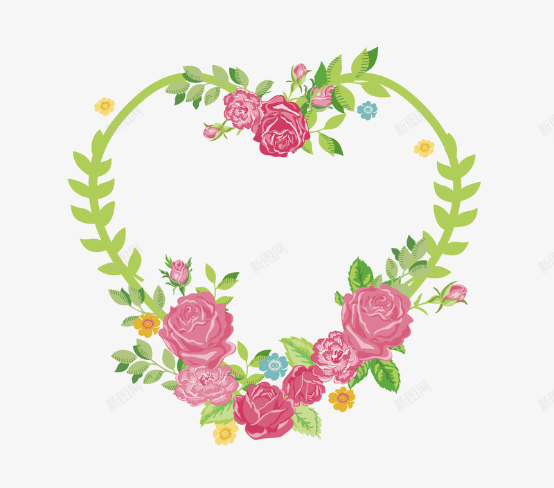 玫瑰花环png免抠素材_新图网 https://ixintu.com 婚庆装饰素材 玫瑰花 花环