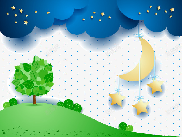 点点背景绿色图案png免抠素材_新图网 https://ixintu.com 云彩 手绘卡通树木 星星 树木矢量图 点点背景 绿色环保背景