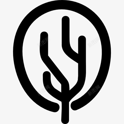 树枝包围的圆形叶子的轮廓图标png_新图网 https://ixintu.com 包围 圆形 形状 性质 树 树叶 树枝 轮廓