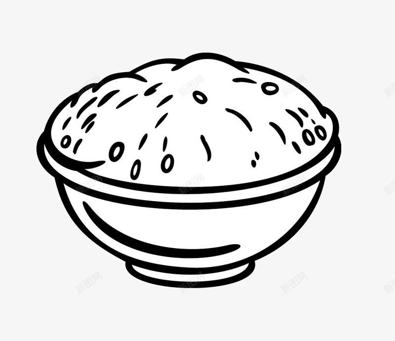 手绘一碗饭psd免抠素材_新图网 https://ixintu.com 手绘 碗 黑白