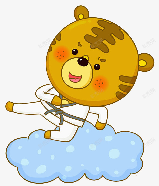 跆拳道的老虎png免抠素材_新图网 https://ixintu.com 云彩 卡通 可爱的 帅气的 插图 老虎 虎年插图 跆拳道