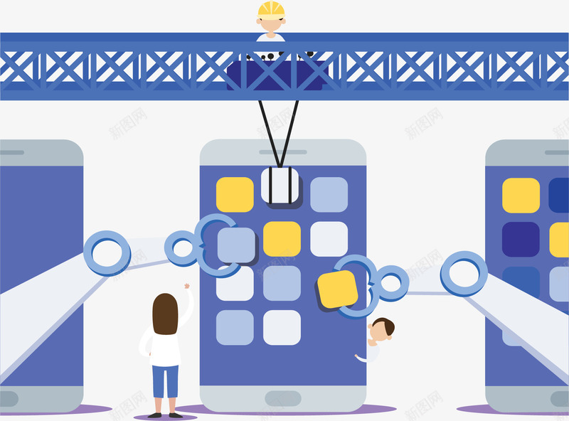 开发工程师手机开发矢量图ai免抠素材_新图网 https://ixintu.com 应用开发 开发应用 手机开发 手机端 矢量png 软件开发 矢量图