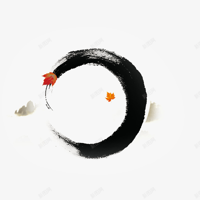 中国风绘画png免抠素材_新图网 https://ixintu.com 中国画 古典 枫叶 水墨 黑白