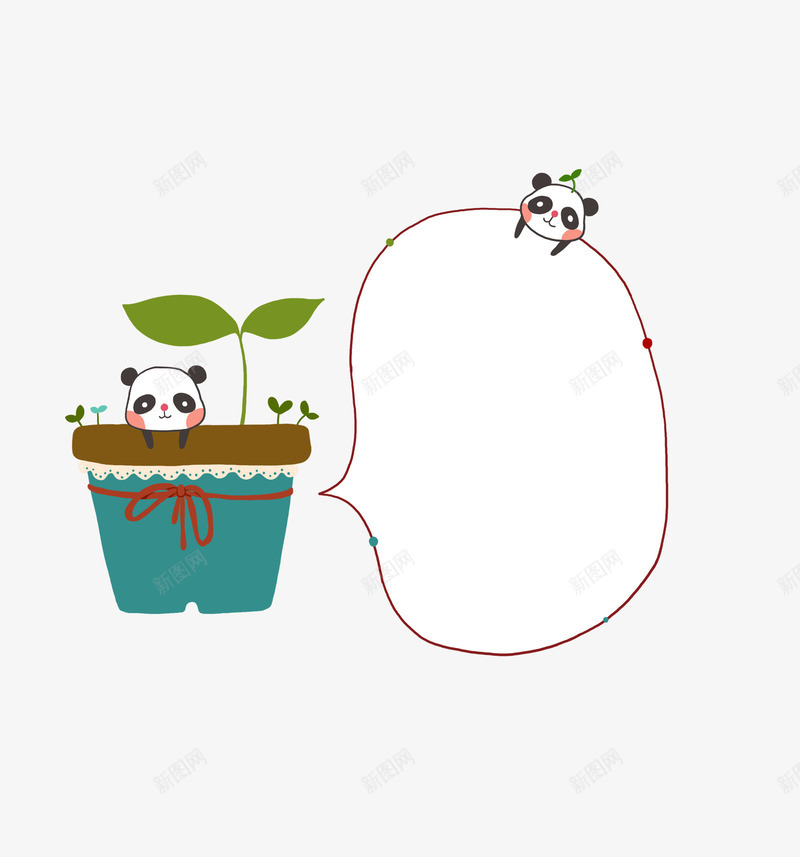 熊猫可爱对话框psd免抠素材_新图网 https://ixintu.com 动漫风格 可爱 对话框 手绘 熊猫