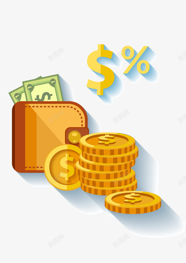 金融钱币钱包矢量图ai免抠素材_新图网 https://ixintu.com 扁平 科技 美元 金融 钱包 矢量图