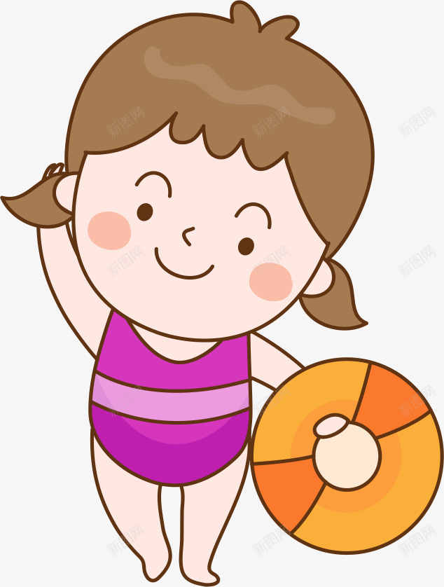 游泳女孩png免抠素材_新图网 https://ixintu.com 儿童 儿童节 卡通 可爱 夏天 姿势 孩子 幼儿 手绘 沙滩 海 海边 游泳圈