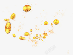 金色闪耀钱币漂浮素材