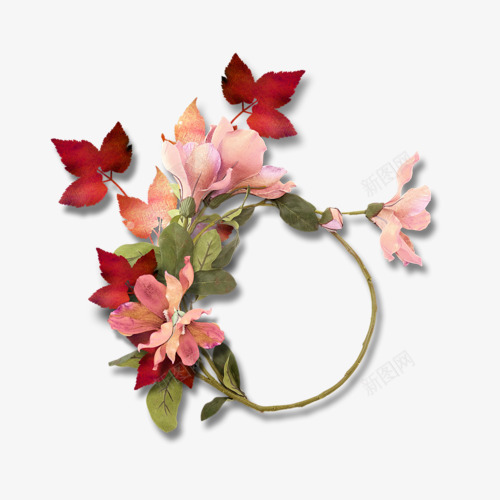 花朵编织边框png免抠素材_新图网 https://ixintu.com 编织 花朵 花环 边框