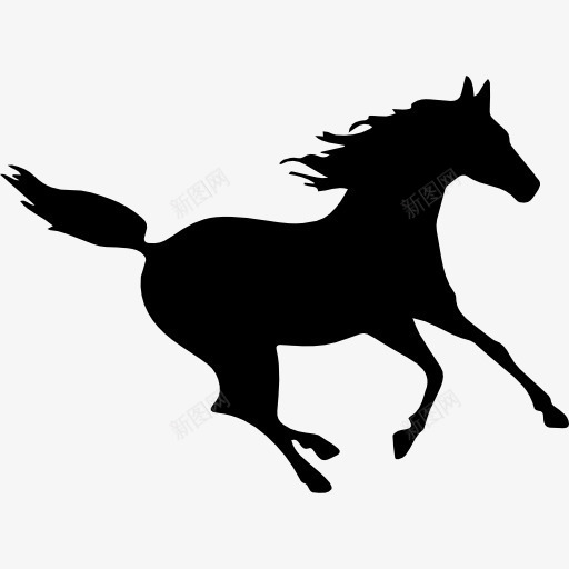 马黑快速运行的轮廓图标png_新图网 https://ixintu.com 动物 形状 快 跑 轮廓 马 黑色