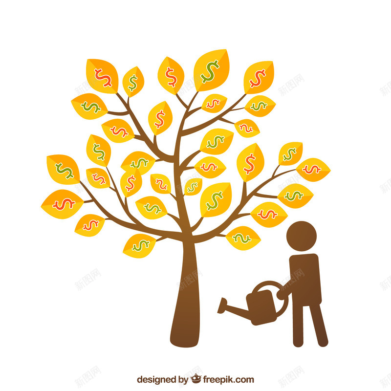 创意金色钱币树矢量图ai免抠素材_新图网 https://ixintu.com 创意 矢量素材 金色钱币树 矢量图