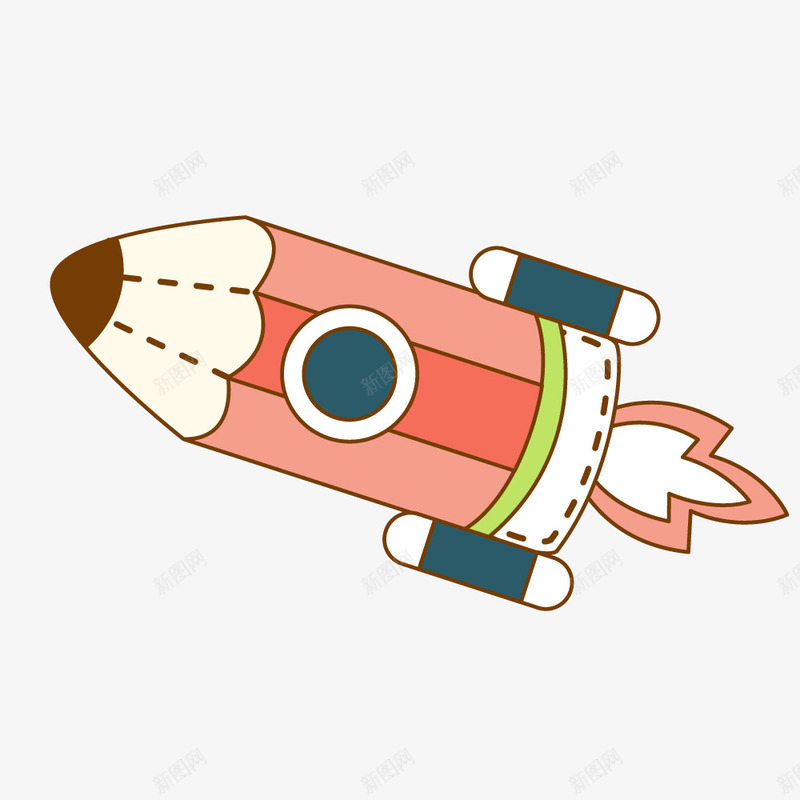笔形状喷火火箭矢量图ai免抠素材_新图网 https://ixintu.com 儿童 卡通 科技 航天 飞船 矢量图