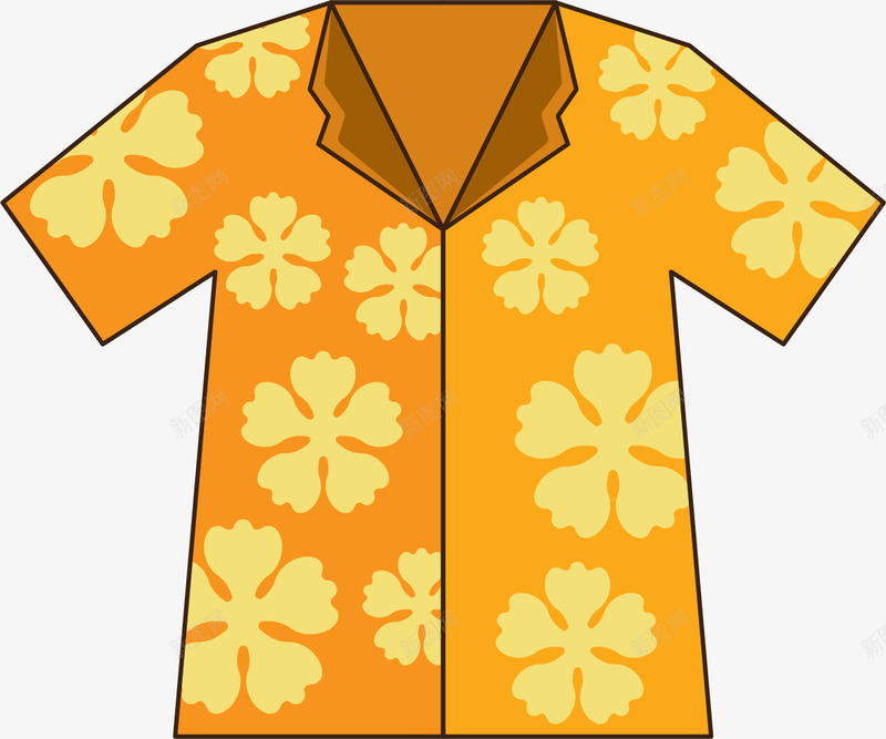 黄色迷你风格花衬衫矢量图ai免抠素材_新图网 https://ixintu.com 卡通风格 夏威夷情调 海边风情 特色 花衬衫 风情 黄色 矢量图
