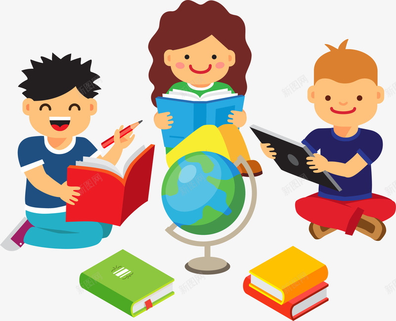 卡通可爱读书孩子png免抠素材_新图网 https://ixintu.com 6月1号 一起学习 儿童节 六一节 大学生读书 教育 玩耍 知识 童趣 读书孩子