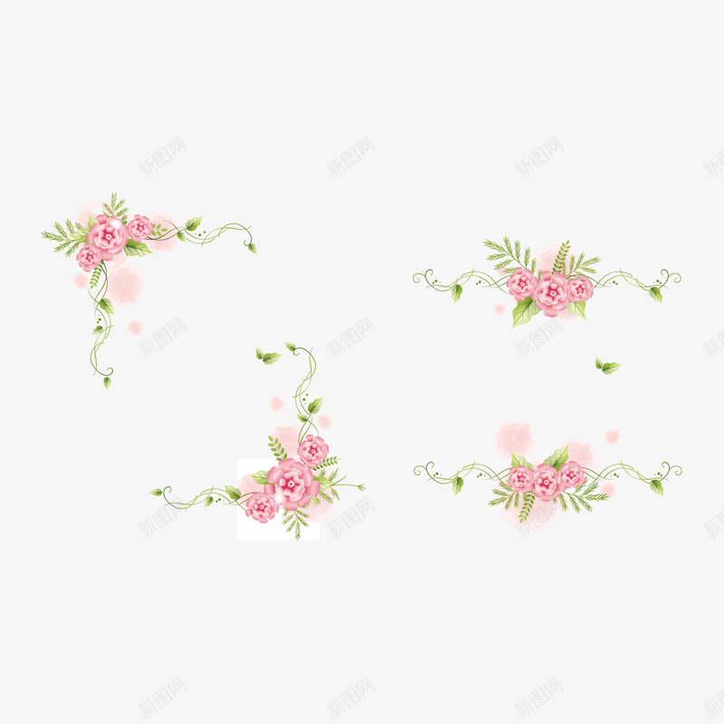 鲜花边框矢量图ai免抠素材_新图网 https://ixintu.com AI免抠 手绘 矢量免抠 粉色 边框 高清大图 鲜花 矢量图
