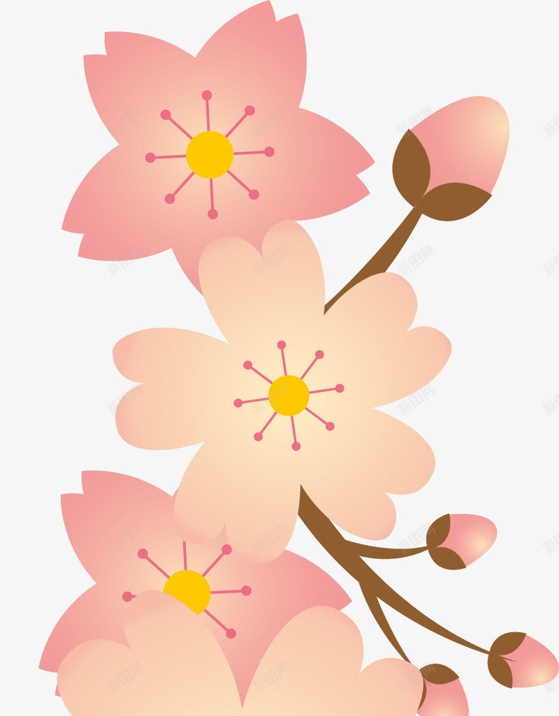粉色梅花花枝矢量图ai免抠素材_新图网 https://ixintu.com 枝头 梅花 花朵 花枝 花瓣 花骨朵 鲜花 矢量图