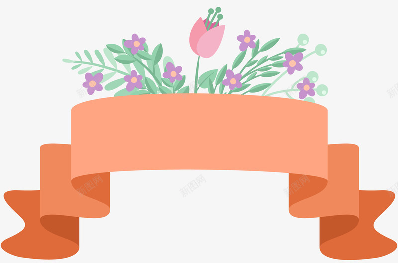 小清新装饰鲜花促销标签png免抠素材_新图网 https://ixintu.com 丝带 促销标签 小清新 装饰图案 鲜花