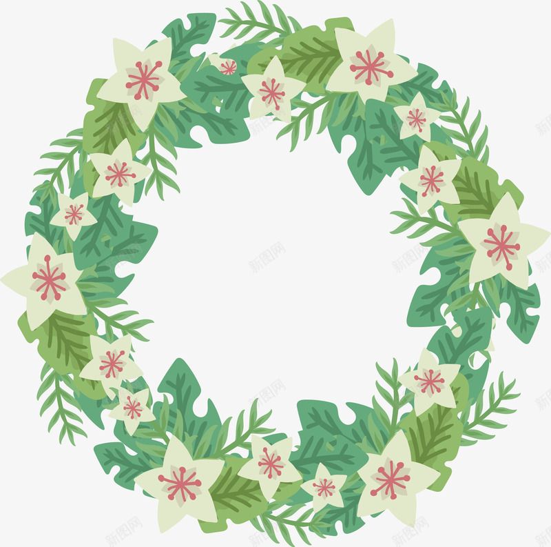 小清新白色花朵花环png免抠素材_新图网 https://ixintu.com 婚礼花环 手绘花环 浪漫花环 白色花朵 矢量png