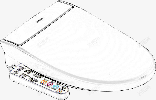 黑白手绘马桶盖电商png免抠素材_新图网 https://ixintu.com 智能马桶 马桶盖 黑白