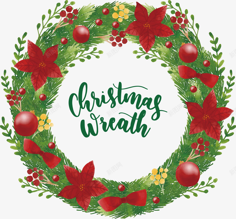 精美水彩手绘圣诞花环png免抠素材_新图网 https://ixintu.com merryChristma merryChristmas 圣诞快乐 圣诞节 圣诞花环 手绘花环 矢量png