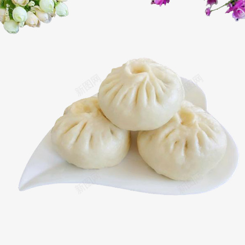 包子psd免抠素材_新图网 https://ixintu.com 新鲜 盘子 美味 肉馅包子 鲜肉包子 鲜花