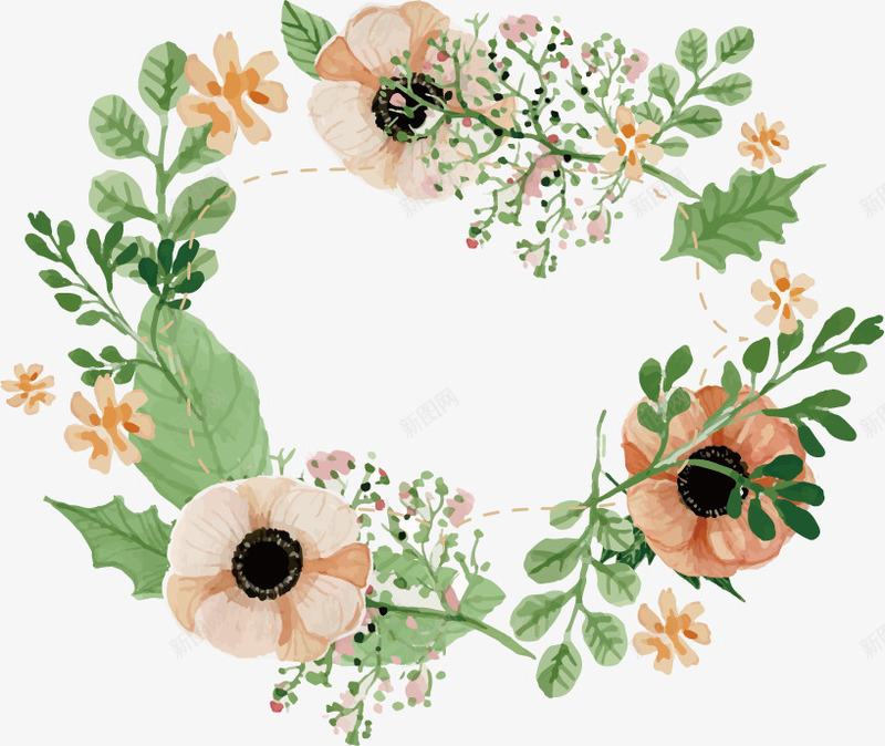 花卉边框png免抠素材_新图网 https://ixintu.com 平面设计 广告设计 花卉 花卉边框矢量图 花环 花艺 设计 边框