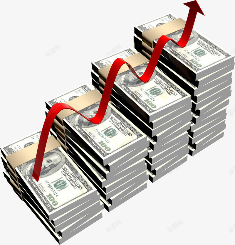钱币上的红箭头png免抠素材_新图网 https://ixintu.com PNG素材 箭头 金融 钱币