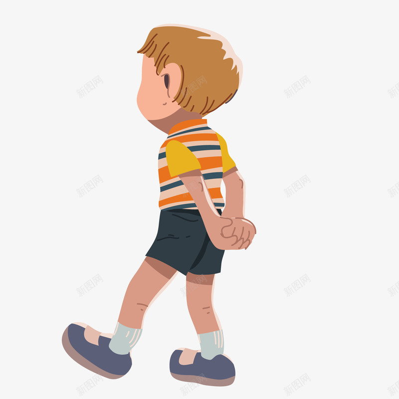 走路的儿童人物背影矢量图ai免抠素材_新图网 https://ixintu.com 人物设计 儿童人物 儿童生活节 卡通 小男孩背影 矢量图 背影 走路