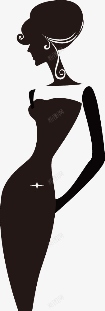 夫人剪影艺术剪辑png免抠素材_新图网 https://ixintu.com 人物 女性 少奶奶 黑白