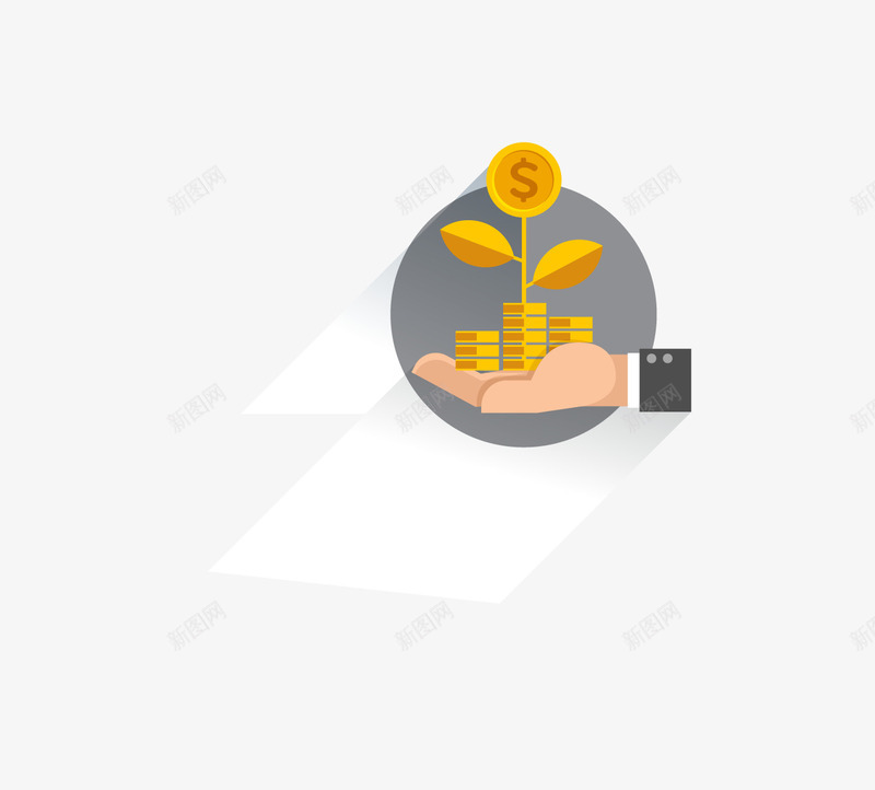 手托金币png免抠素材_新图网 https://ixintu.com 手势 手托金币 矢量钱币