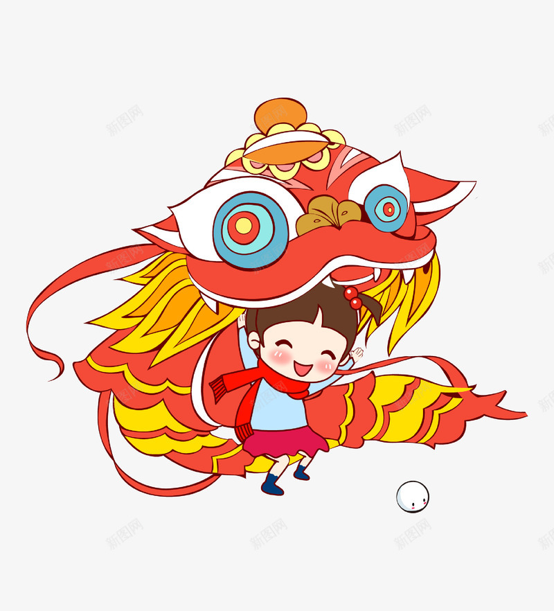手绘卡通中国风传统舞狮子png免抠素材_新图网 https://ixintu.com 中国风 传统 儿童舞狮子 元宵 动漫 动画 卡通 手绘 新年 狮子 红色 舞狮子