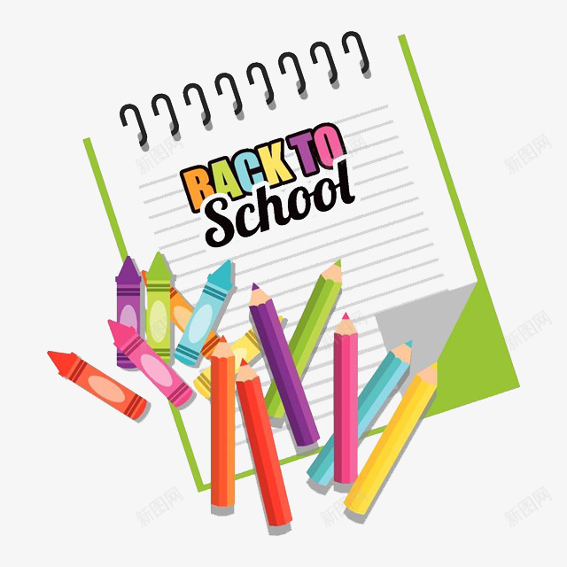 开学季由彩铅笔组成的标题png免抠素材_新图网 https://ixintu.com 卡通手绘 开学季 彩铅 新学期 新学期新开始 本子 蜡笔 返校