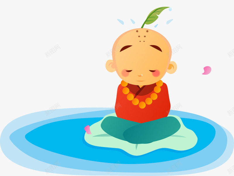 扁平风格合成在思考的小和尚png免抠素材_新图网 https://ixintu.com 合成 和尚 思考 扁平 风格